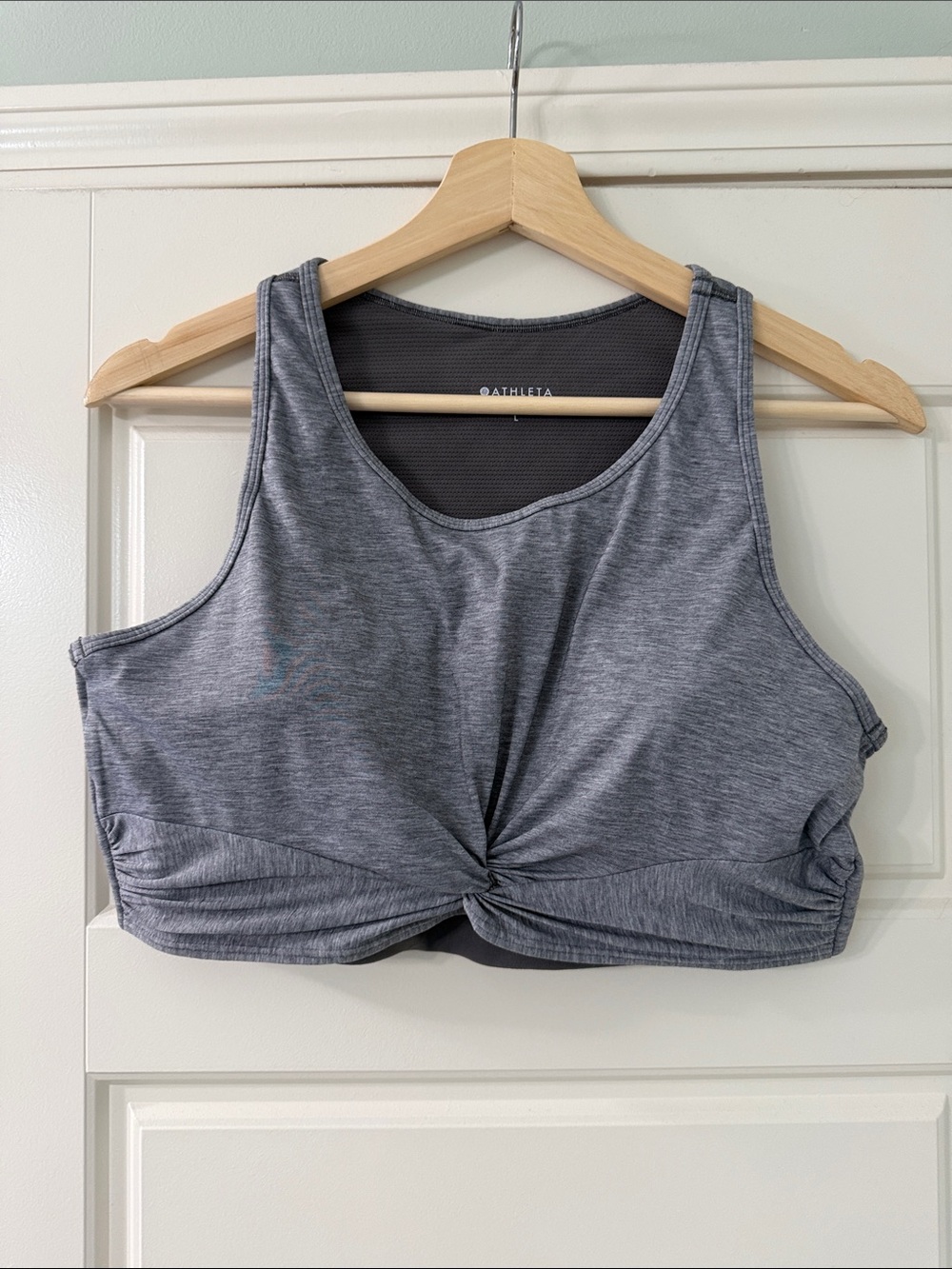 Athleta Yoga Heather Gray Twist-Front Sports Bra - Large